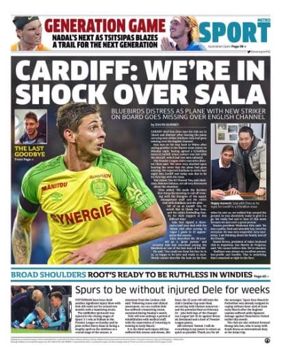 <b>Metro Sport (Inglaterra) - </b>"Cardiff: estamos en shock por Sala"