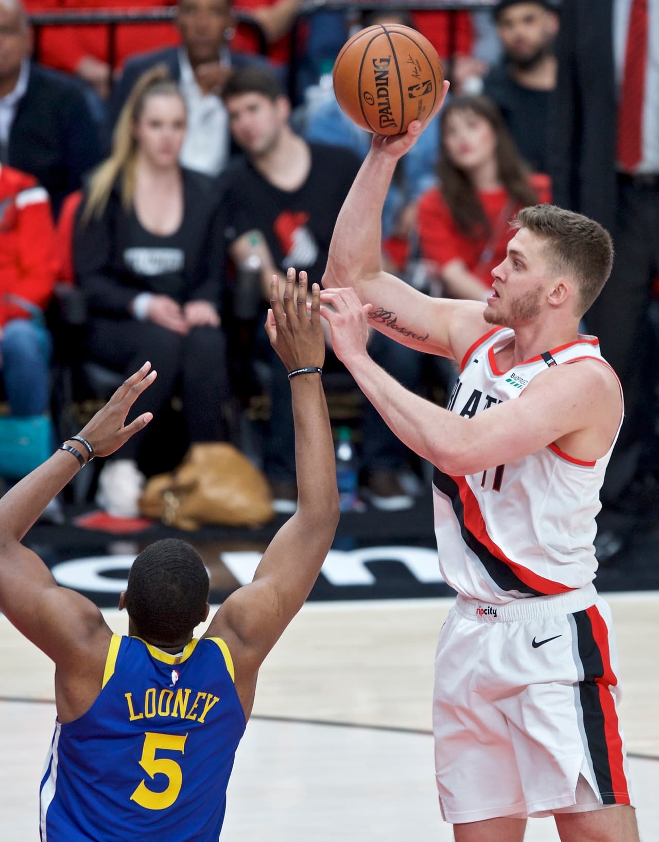 El delantero de los Portland Trail Blazers Meyers Leonard firmó la mejor noche de su carrera en un partido, ya sea de campaña regular o de Postemporada.