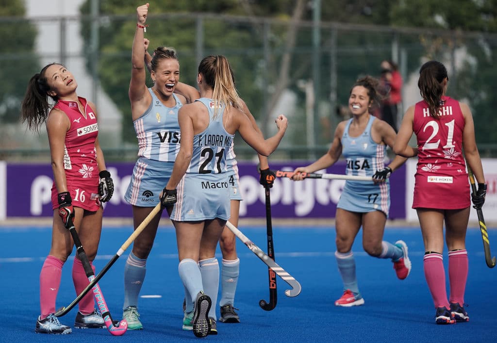 Acciones del Mundial de Hockey sobre pasto femenil en Changzhou, China.