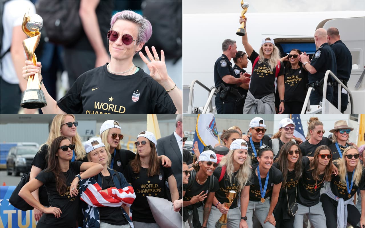 Así recibieron a las integrantes de la Selección Femenina de Estados Unidos luego de conquistar la Copa Mundial, su cuarta, al vencer el domingo 2-0 a Holanda. Las jugadoras llegaron al Aeropuerto de Newark, New Jersey, para ser recibidas como heroínas por la gesta de ser las mejores del mundo. Además de la presencia de familiares, representantes de la prensa y el gobernador del estado de New Jersey, muchos aficionados acudieron.