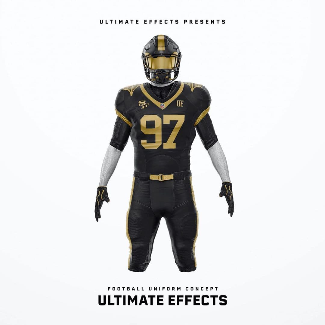 San Francisco 49ers - El Golden Gate Bridge luce en los hombros del jersey.