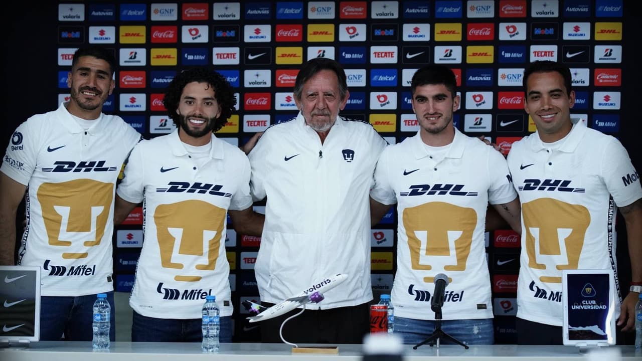 César Huerta, Gil Alcalá, Adrián Aldrete y Gustavo del Prete, nuevos jugadores de Pumas.