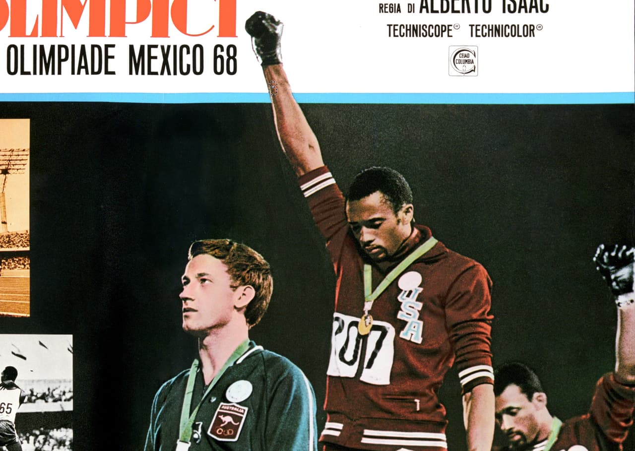 Póster de la película oficial de México 1968 retratando a Tommie Smith.