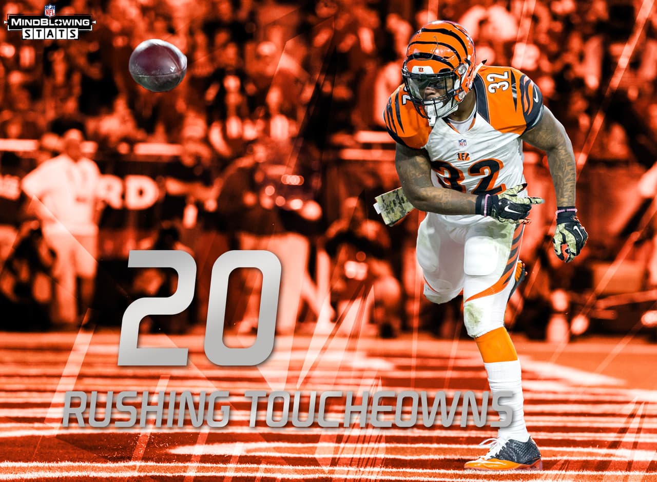 4.- Rey de los touchdowns.- Jeremy Hill lidera la NFL en acarreos para touchdown (20) desde que entró a la liga la temporada pasada. El corredor de los Bengals tiene uno más que DeMarco Murray y cuatro más que Marshawn Lynch y Lamar Miller. Sin embargo, Hill no tiene una carrera hasta las diagonales en los cuatro juegos de su joven carrera contra los Steelers.