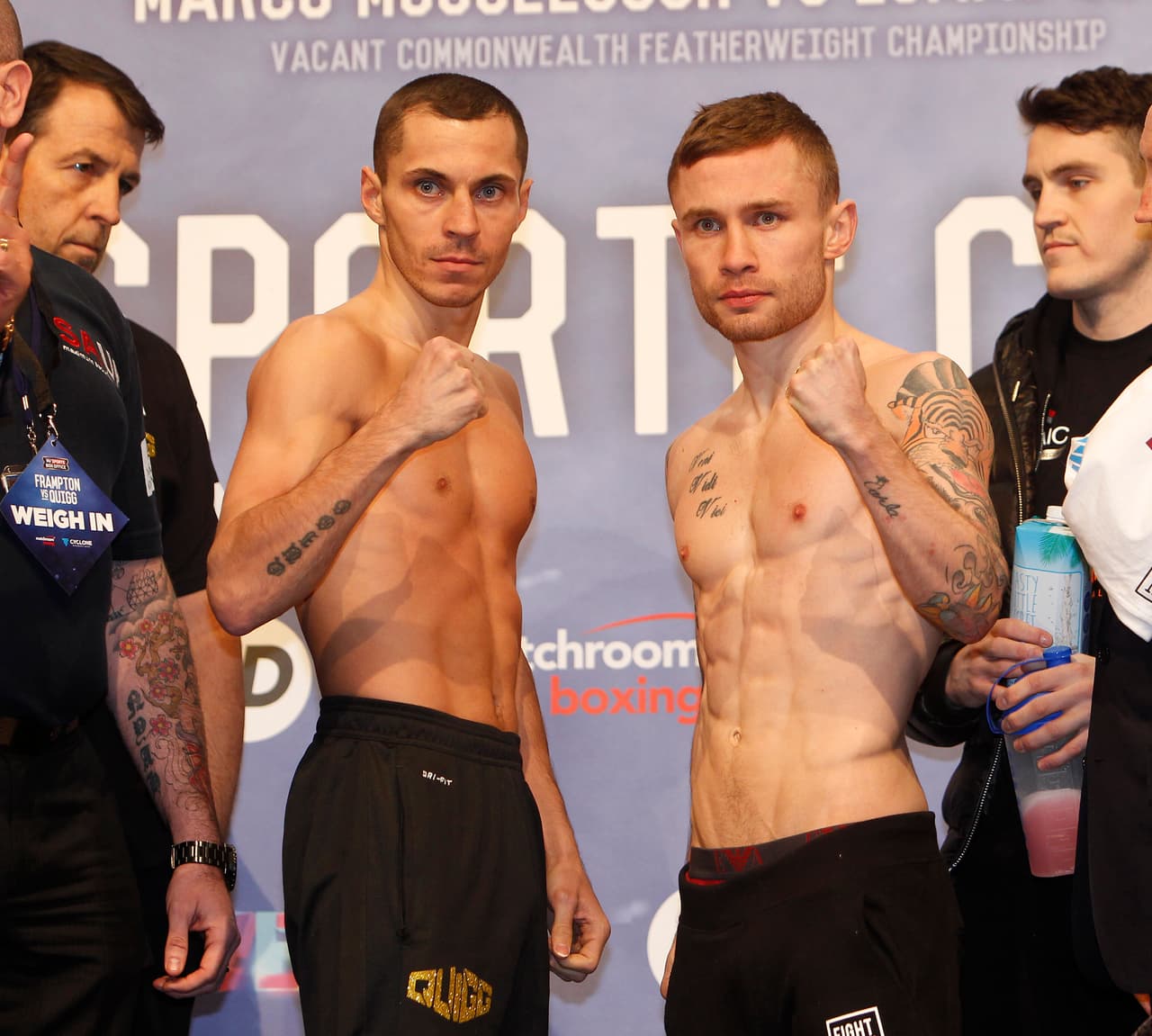 Carl Frampton y Scott Quigg en el pesaje