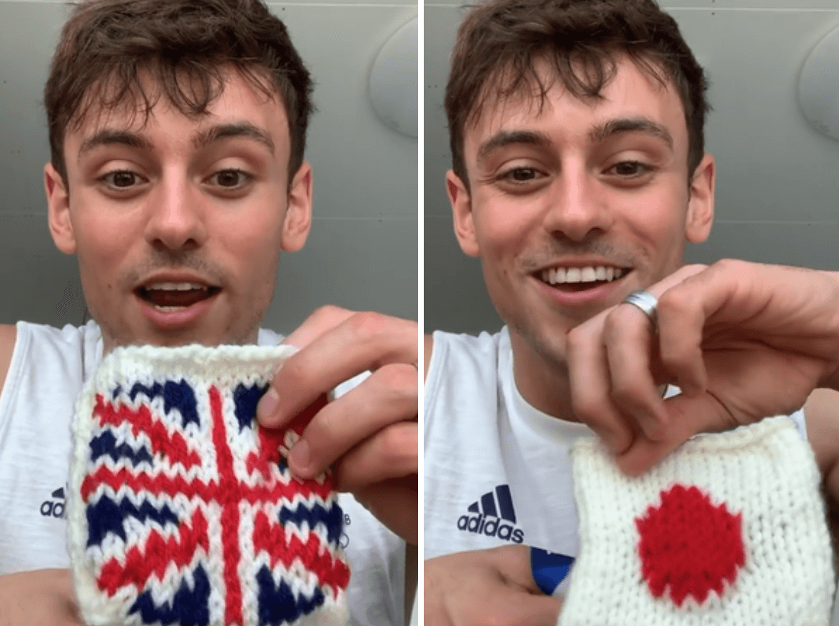 Tom Daley presume lo que tejía en la final de clavados femenil