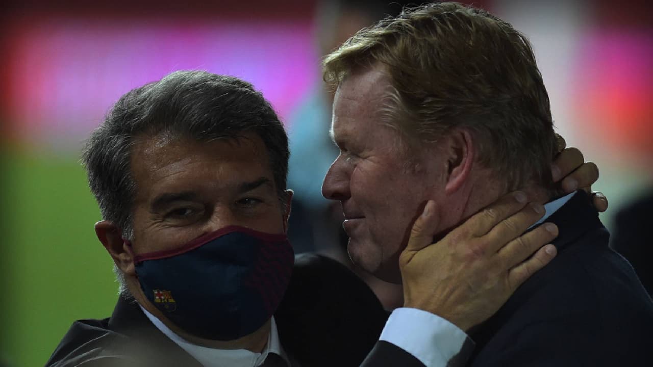 Laporta descarta cambio de DT: "Koeman seguirá pase lo que pase"