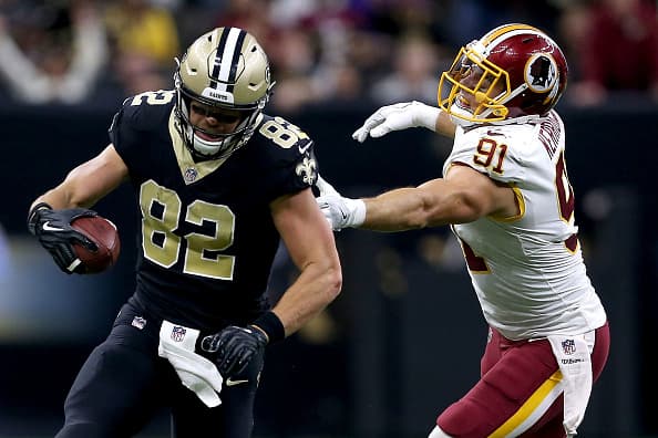 Coby Fleener recibió 5 envíos de Drew Brees con 91 yardas por la vía aérea.