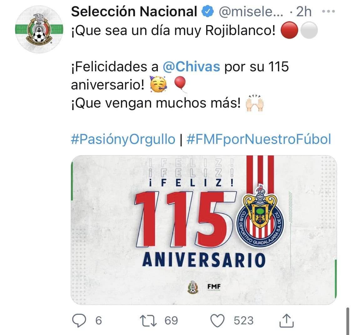 Llueven felicitaciones a Chivas por su cumpleaños número 115.