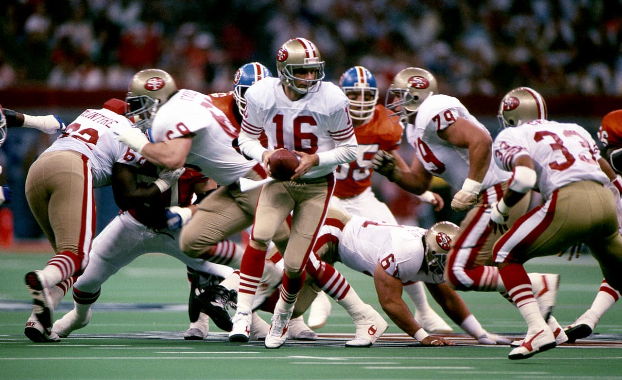 Joe Montana dio uno de los mejores partidos de su carrera con 5 pases de touchdown contra Denver Broncos.