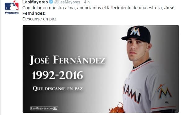 Varios protagonistas del béisbol mundial se unieron por la muerte de José Fernández y elevaron oraciones por el descanso del cubano.