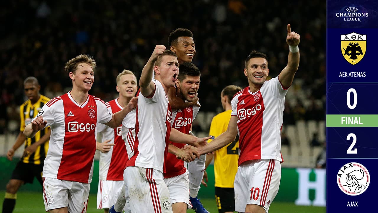 Ajax derrota al AEK y clasifica a los octavos de final de la Champions League