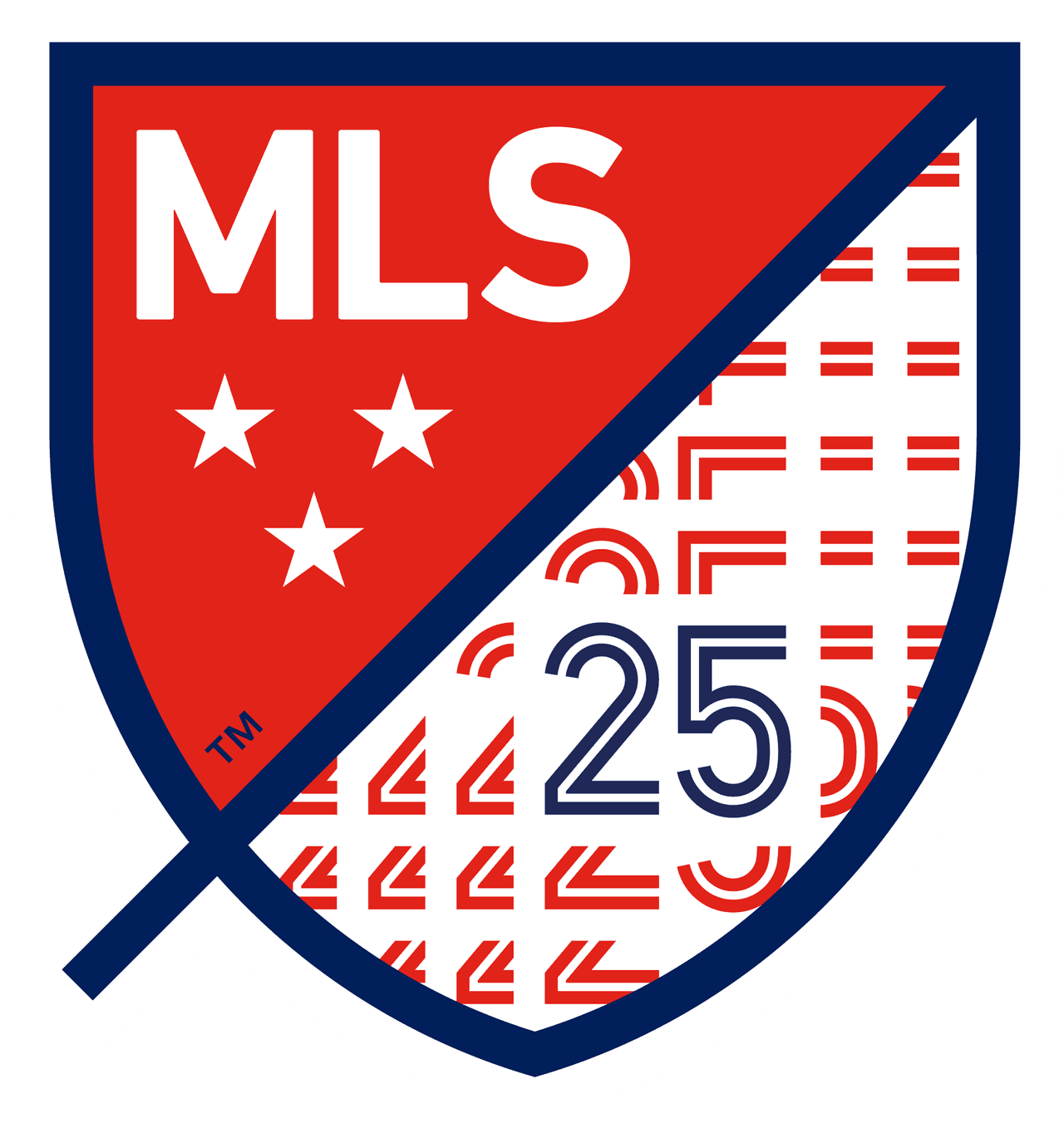 Y esta es la edición especial del logo de MLS, en conmemoración del aniversario 25 de Major League Soccer en 2020.