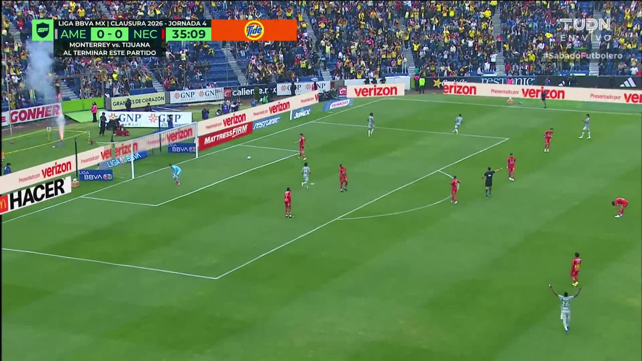 ¡GOL!  anota para América. Brian Rodríguez