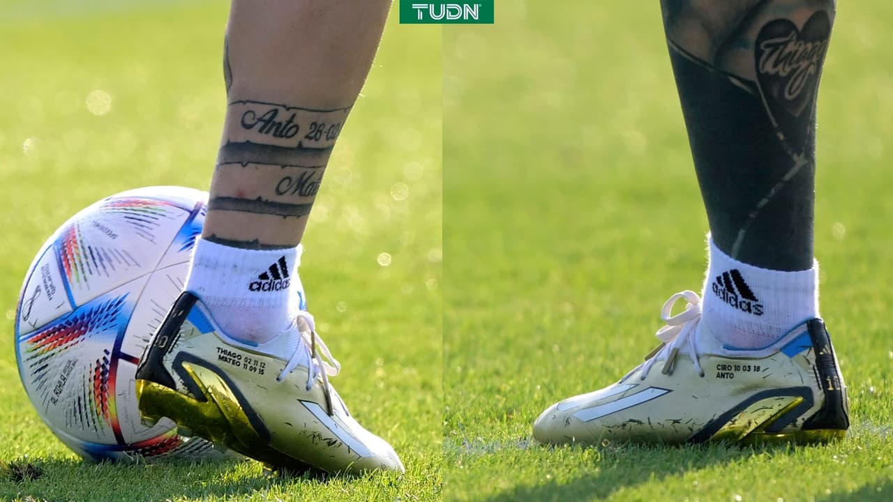 Leo Messi porta el nombre sus hijos en sus zapatos en Qatar 2022