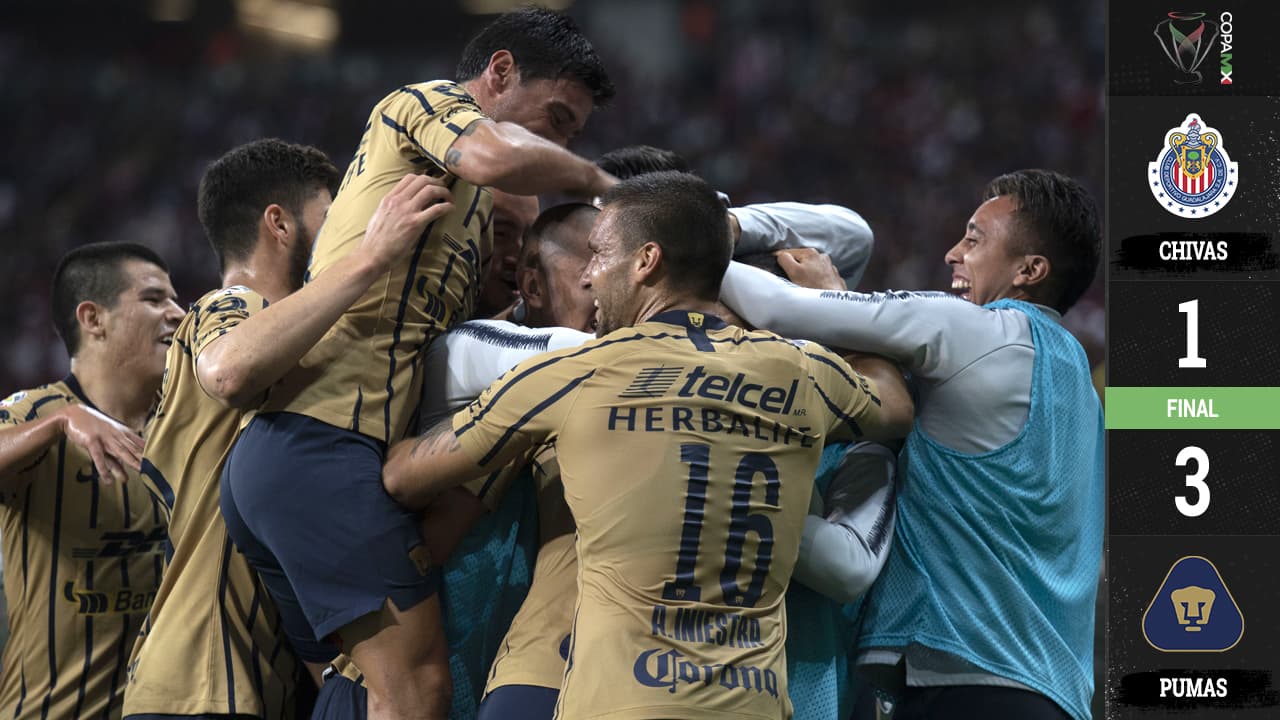 ¡Adiós racha! Pumas venció a Chivas en Guadalajara 36 años después