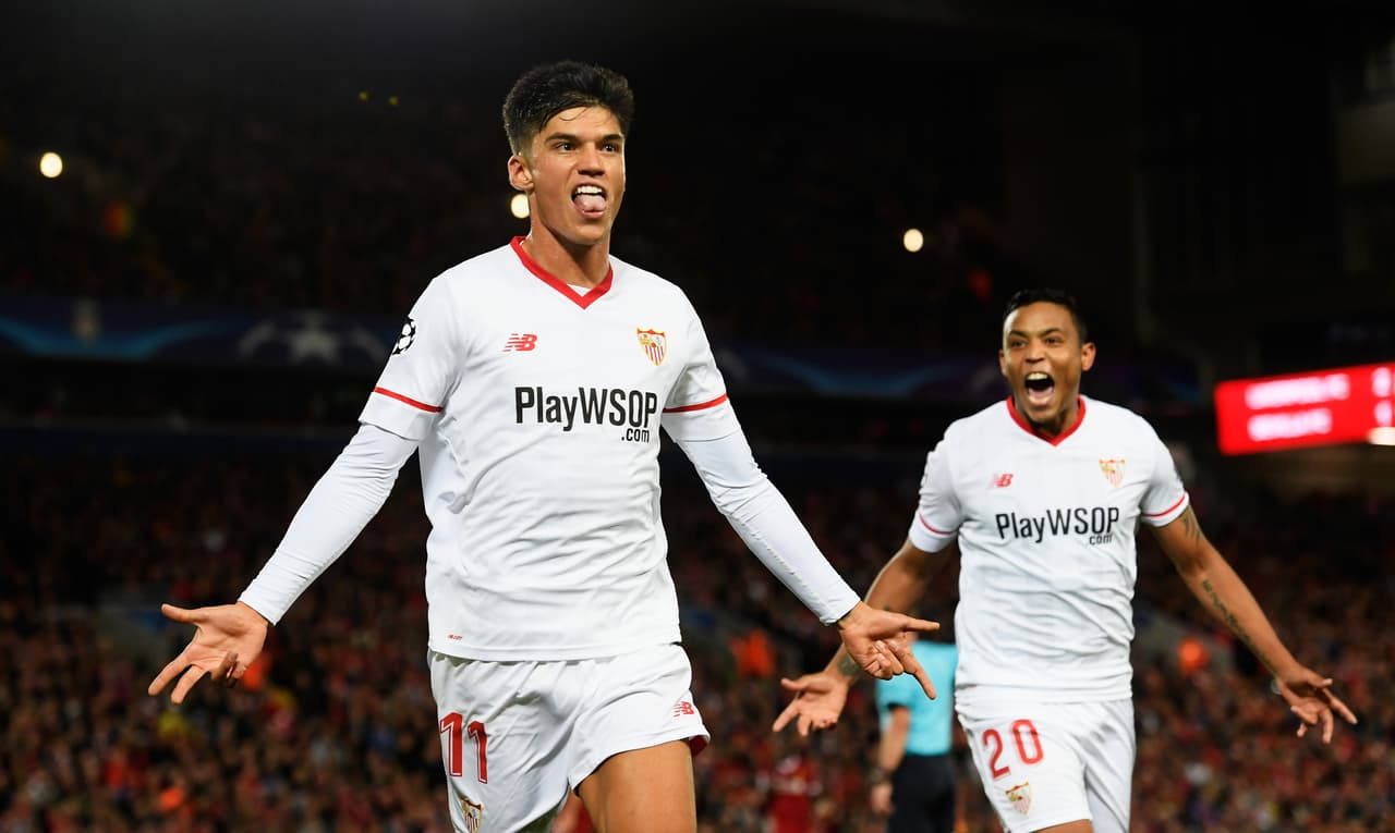 La segunda jornada de Champions League tuvo 26 celebraciones de gol. La entrada del colombiano Luis Muriel (atrás) fue clave para que Sevilla igualara 2-2 con Liverpool en el debut del grupo E.