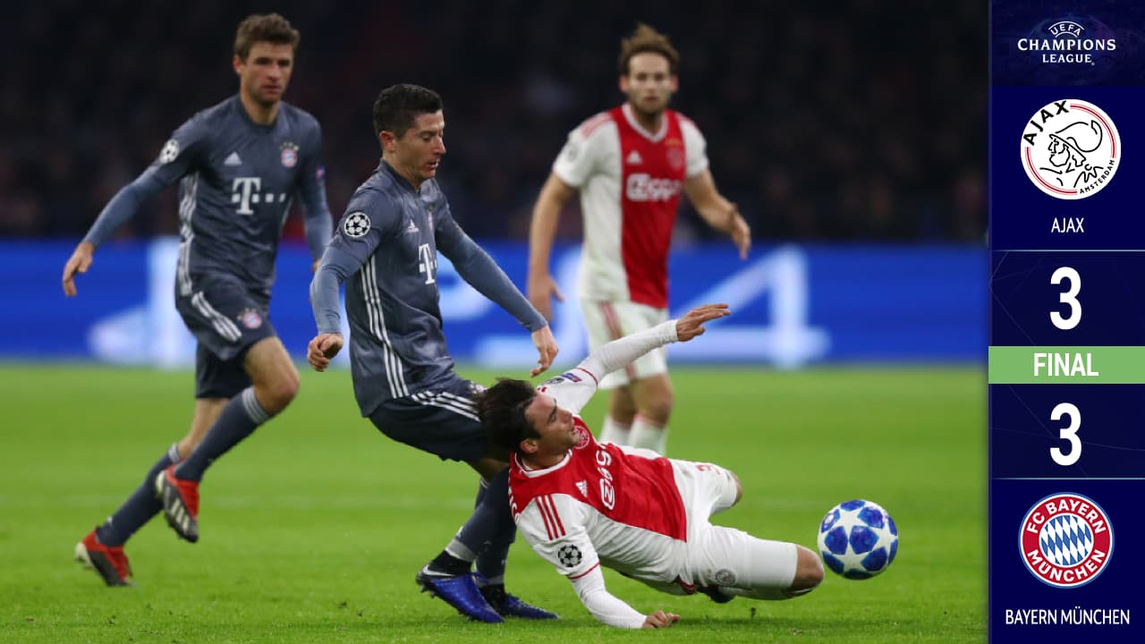 En un verdadero partidazo, Ajax y Bayern empataron en Ámsterdam 