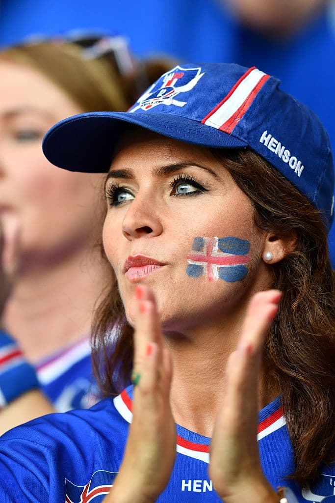 An Iceland supporter is pictured ahead the Euro 2016 round of 16 football match between England and Iceland at the Allianz Riviera stadium in Nice on June 27, 2016. / AFP / BERTRAND LANGLOIS (Photo credit should read BERTRAND LANGLOIS/AFP/Getty Images)