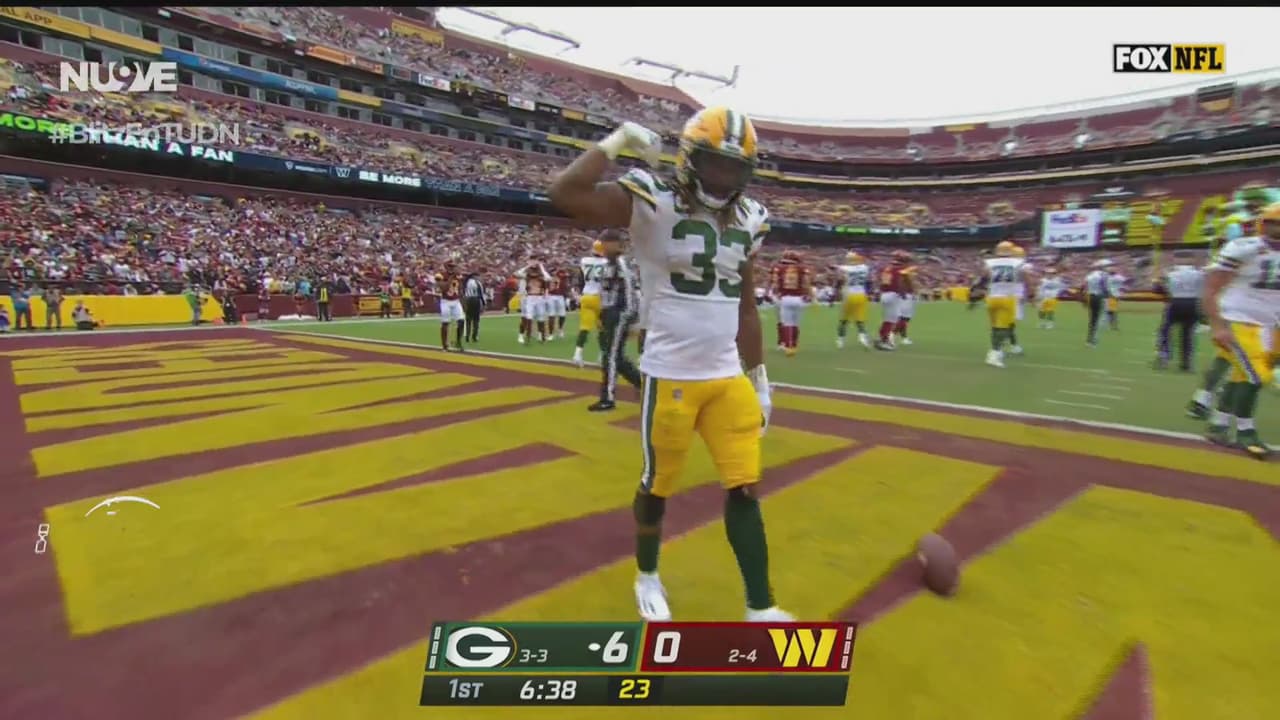 ¡TD Packers! Jones recibe de Rodgers y con potencia cruza el plano