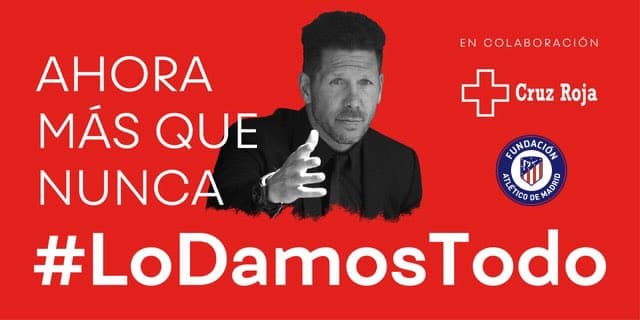 Diego Pablo Simeone lanzó una campaña de recaudación de fondos a favor de la Cruz Roja para comprar equipo sanitario en lucha contra el COVID-19.