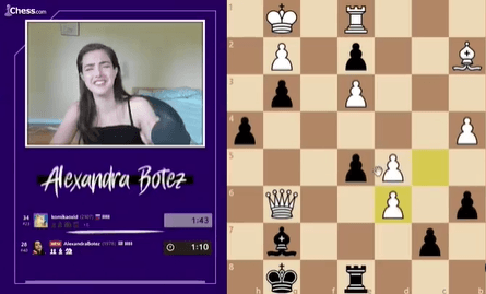 Alexandra comenzó a transmitir partidas de ajedrez en Twitch y en 2019, cuando su startup fracasó, decidió hacer del juego su trabajo principal.
