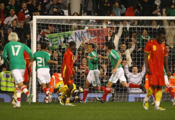 LONDON - MARCH 26: Pavel Pardo of Mexico celebrates after scoring his team's second goal during the international friendly match between Ghana and Mexico at Craven Cottage on March 26, 2008 in London, England. (Photo by Ryan Pierse/Getty Images)
