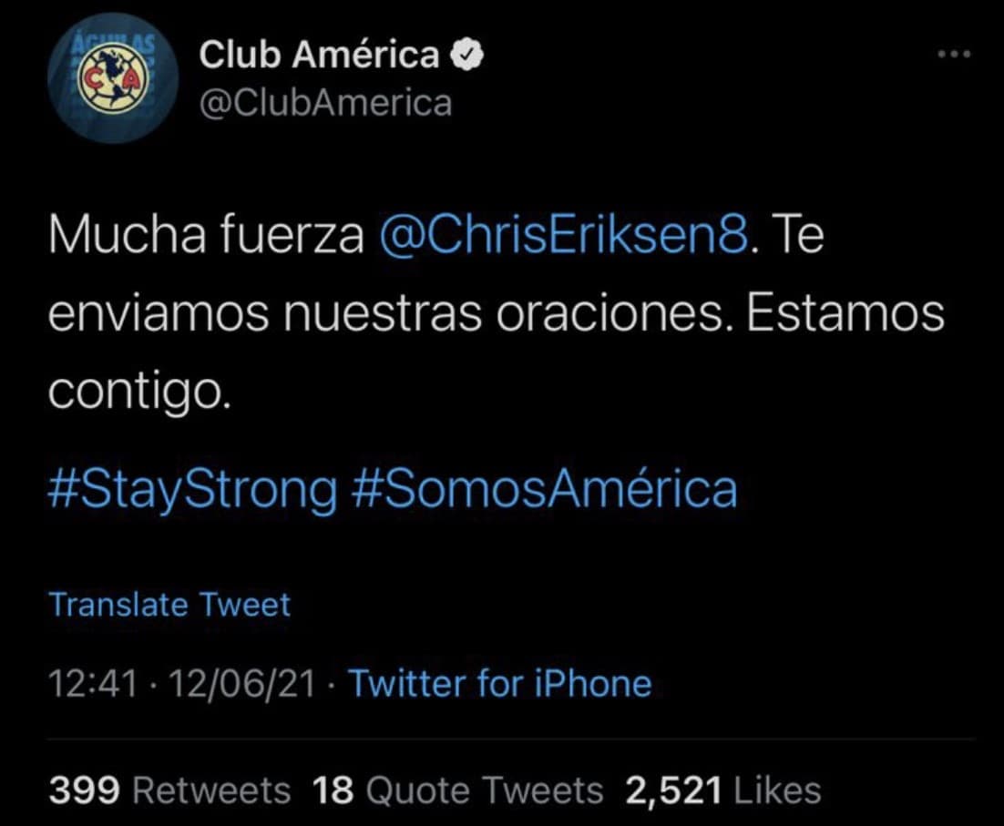 El mundo entero reacciona ante la situación de pérdida de conocimiento del mediocampista danés durante su debut en la Euro 2020.