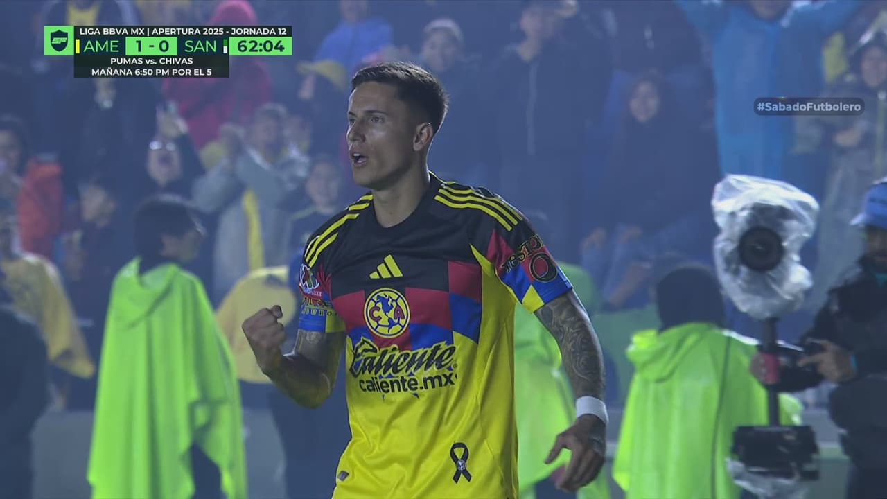 ¡Por fin! Golazo de Rayito para el 2-0 del América sobre Santos