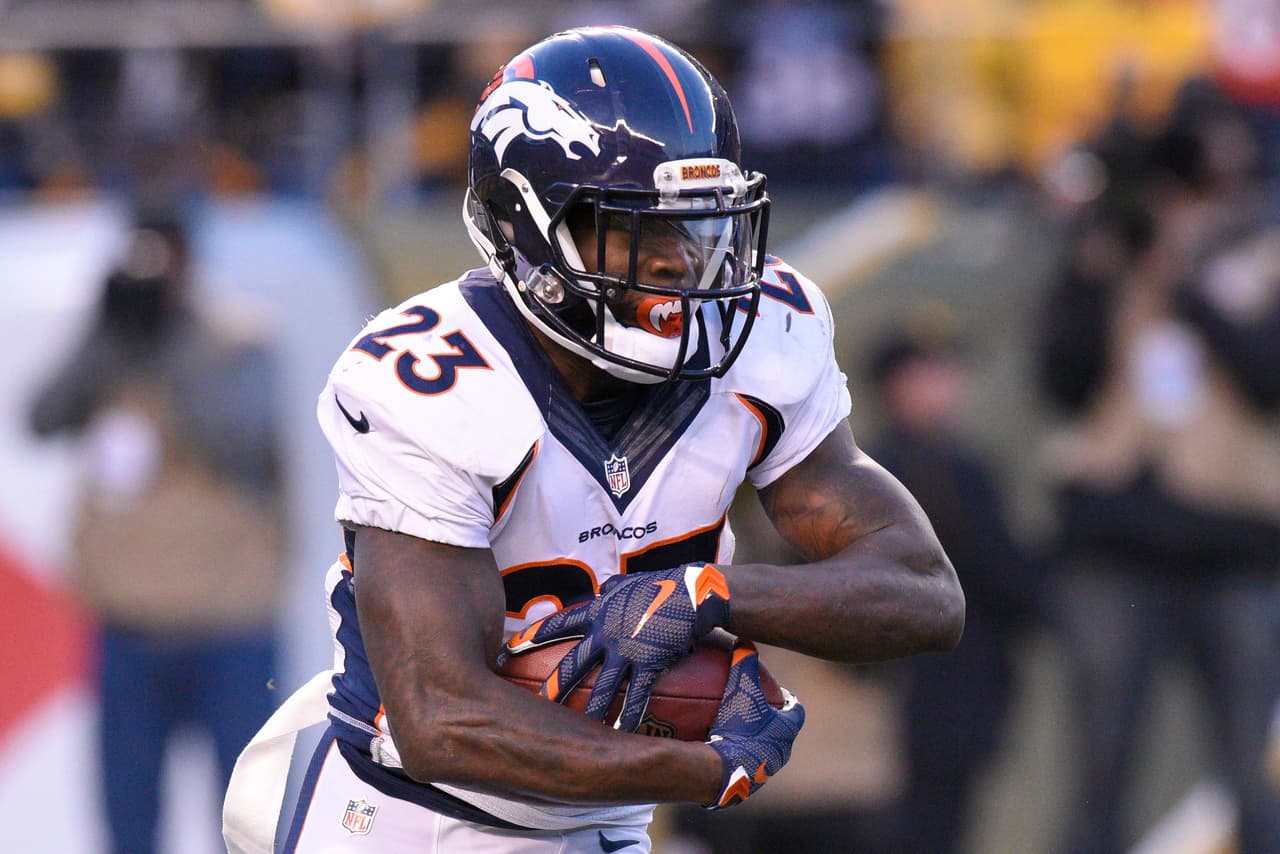 Denver Broncos running back Ronnie Hillman (23) runs against the Pittsburgh Steelers in the first quarter of an NFL football Sunday, Dec. 20, 2015, in Pittsburgh. (AP Photo/Don Wright)