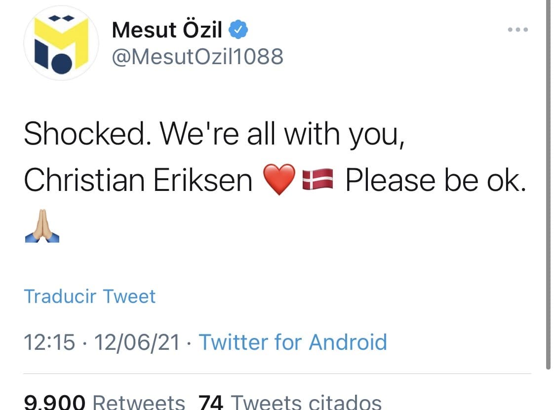 El mundo entero reacciona ante la situación de pérdida de conocimiento del mediocampista danés durante su debut en la Euro 2020.