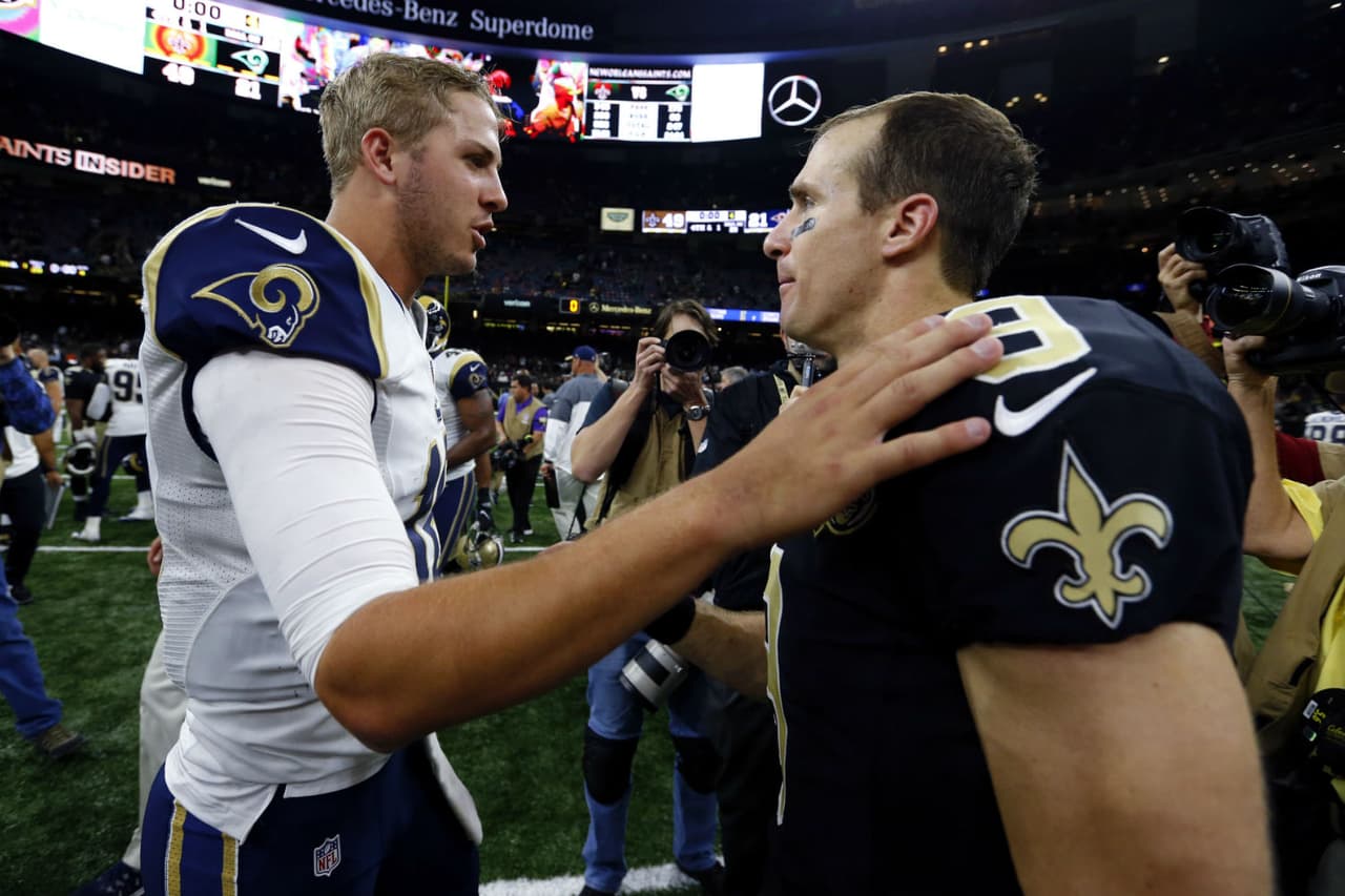 Jared Goff es opacado por Drew Brees y los Saints apalean a los Rams