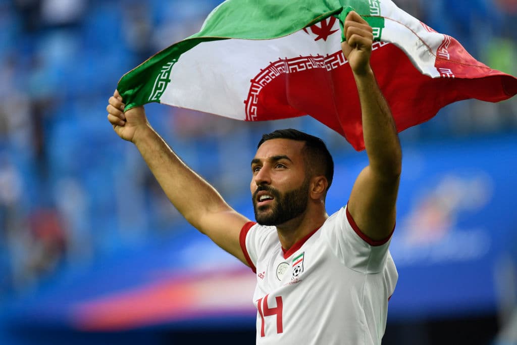 Tras el triunfo ante Marruecos, festeja Saman Ghoddos.