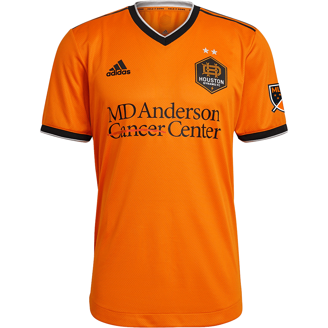 Houston Dynamo FC lanzó su nueva camiseta principal para la temporada 2021, que incluye el escudo hexagonal presentado en 2020 sobre el tradicional fondo anaranjado.
<br>
<br>