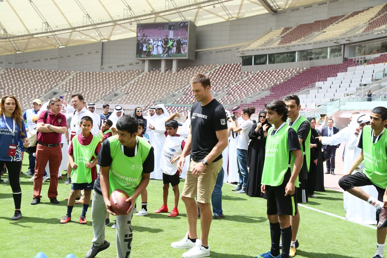 El quarterback de New England Patriots aprovechó para enseñar lo mejor de su repertorio como jugador de NFL.