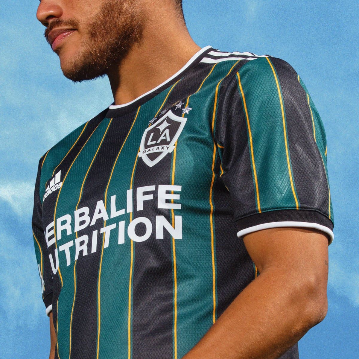 Bautizada como "the Comunity Kit", ('la camiseta de la comunidad'), el diseño nace de la cultura del club e incluye bandas verticales en negro, verde técnico u dorado, en una disposición muy similar a la casaca empleada en 1997, cuando 'la Galaxia' jugaba como local en el Rose Bowl Stadium.
<br>