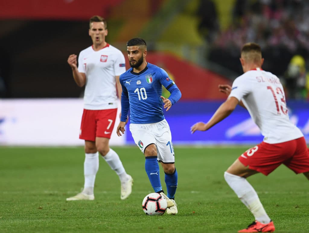 Lorenzo Insigne tuvo un remate en el palo en el minuto 30 y fue de los jugadores más activos en el campo con Italia.