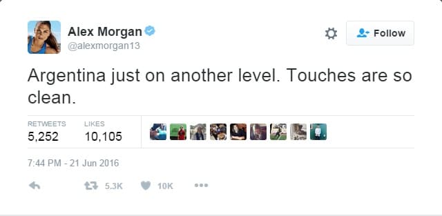 ALEX MORGAN - Argentina a otro nivel. Sus toques son tan limpios.