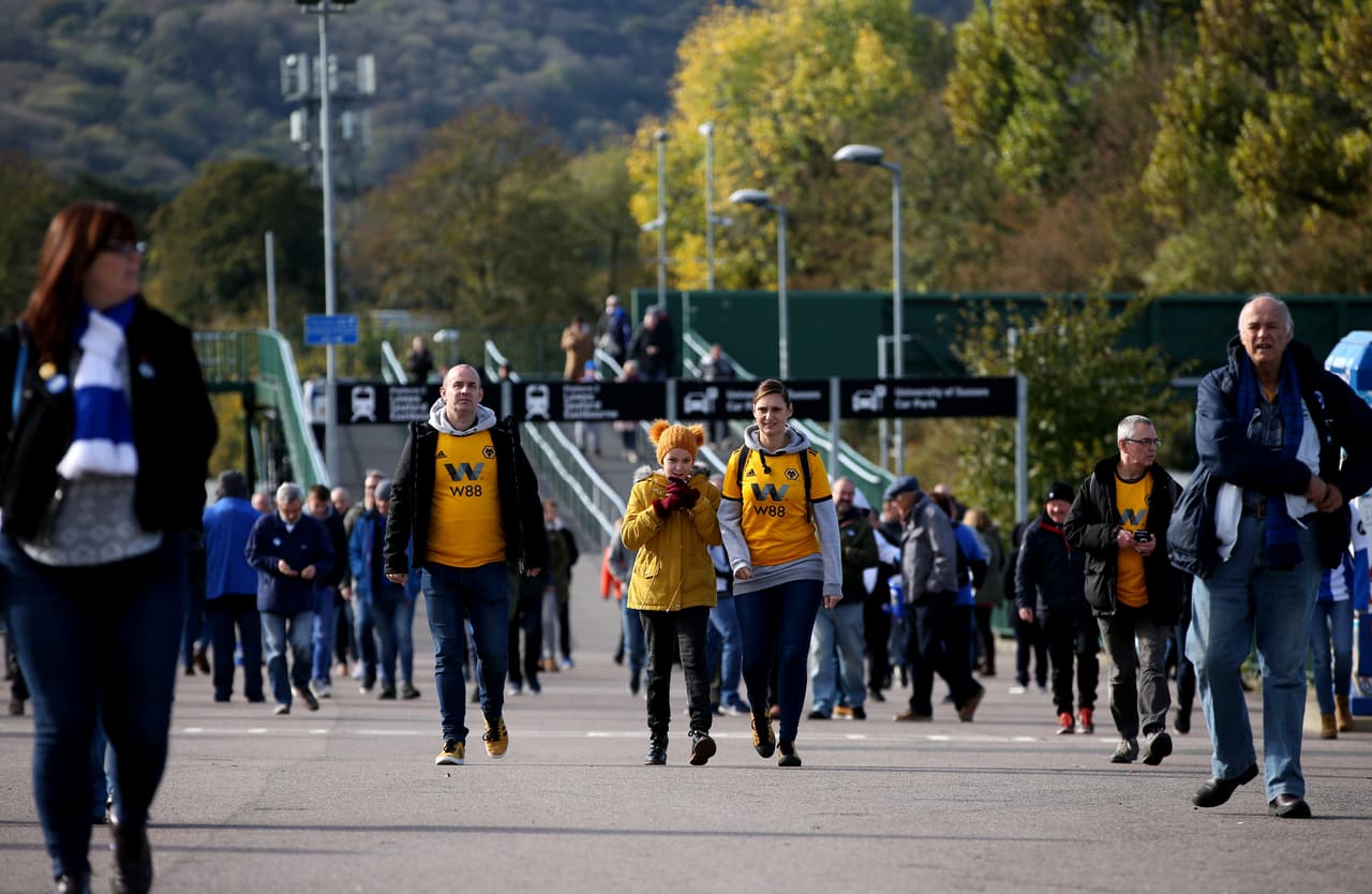 Aficionados visitantes viajaron hasta allí para acompañar a su equipo en lo que pretendían fuese un triunfo tras caer la jornada pasada con Watford.