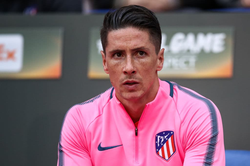 LYON, FRANCE - MAY 16: Fernando Torres #9 of Atletico Madrid sits on the bench prior to the UEFA Europa League Final between Olympique de Marseille and Club Atletico de Madrid at Stade de Lyon on May 16, 2018 in Lyon, France. (Photo by Maja Hitij/Getty Images)