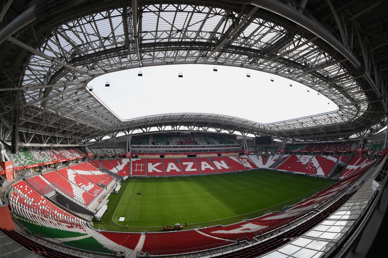El Kazan Arena (Kazán) es otro de los estadios que ya están preparados y sus obras han finalizado. Quedó con una capacidad para 45,379 espectadores y en su césped se jugarán seis partidos.
