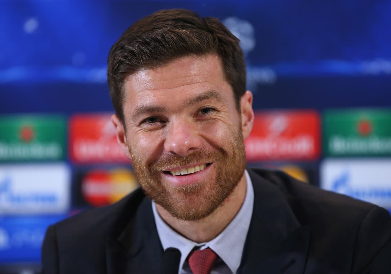 MANCHESTER, ENGLAND - NOVEMBER 24: Xabi Alonso of FC Bayern Muenchen faces the media during a press conference at the Lowry Hotel on November 24, 2014 in Manchester, United Kingdom. (Photo by Alex Livesey/Getty Images)