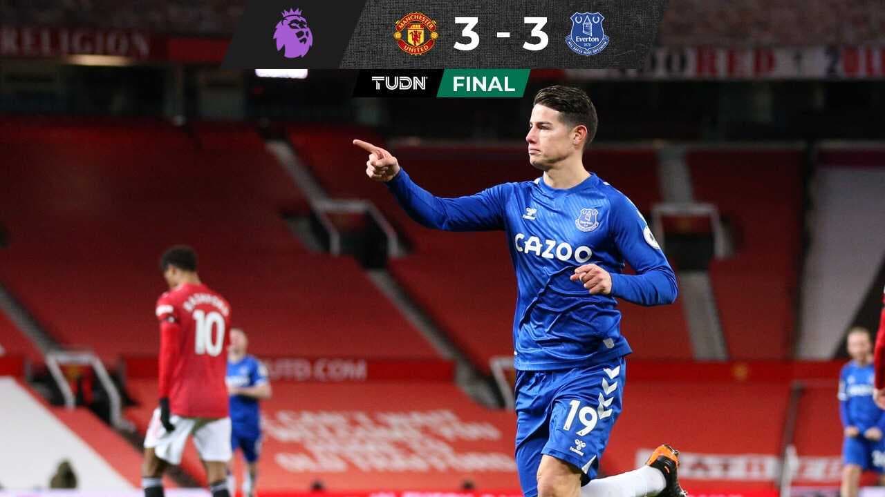 James guió al empate del Everton contra el Manchester United