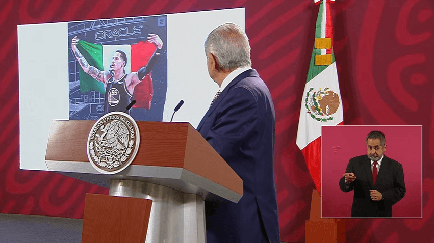 Tal vez el evento que más llamó la atención de su visita a México fue la reunión con el presidente Andrés Manuel López Obrador, quien en su tradicional conferencia de prensa matutina anunció el encuentro con el basquetbolista.