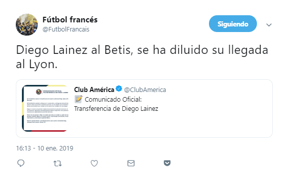 La cuenta de Twitter Fútbol Francés incluso reporta que el Olympique de Lyon tenía en el radar a Lainez pero con la llegada del mexicano a Sevilla, se frustra ese posible movimiento.