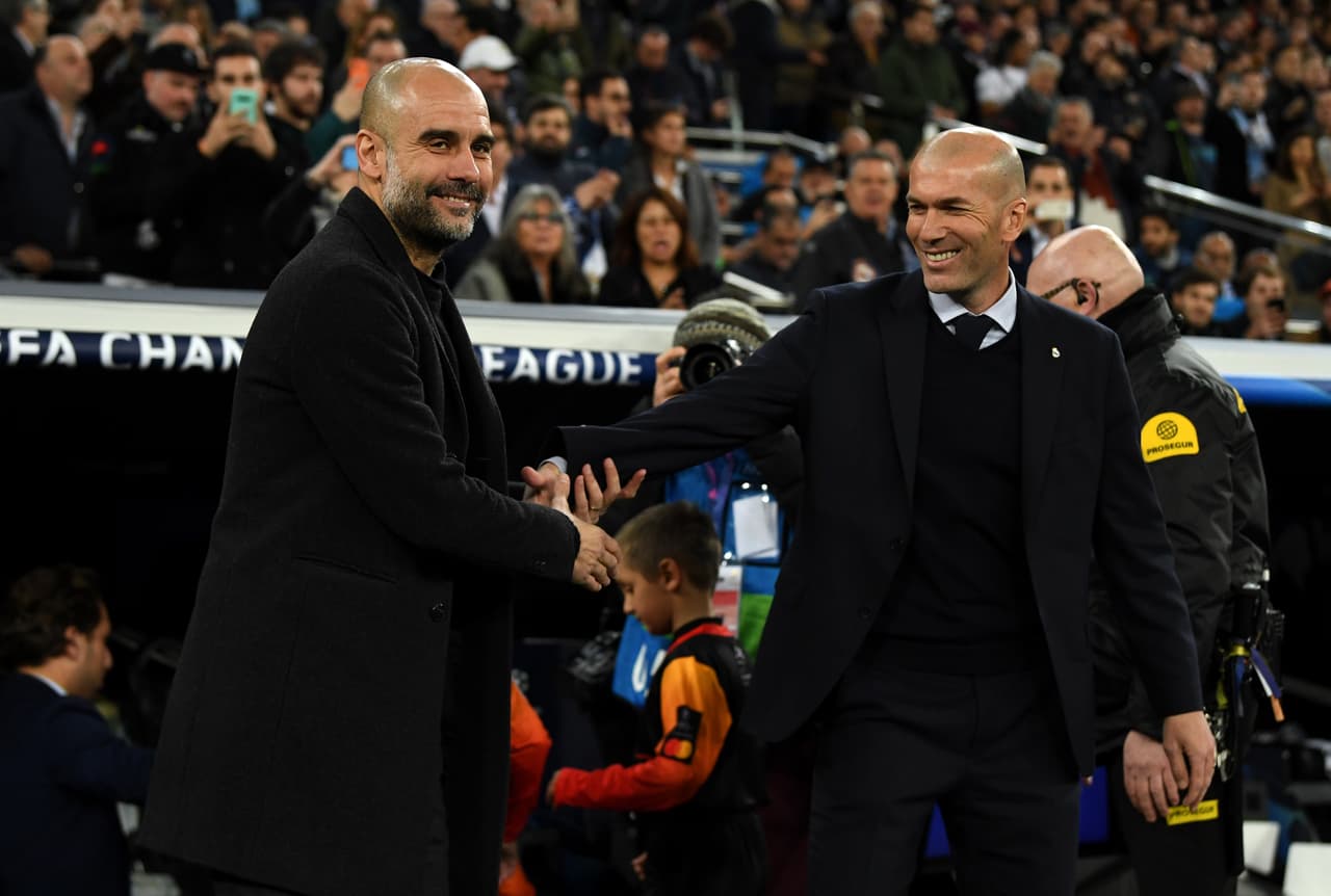 Pep Guardiola y Zinedine Zidane se saludaron con gusto antes del encuentro.