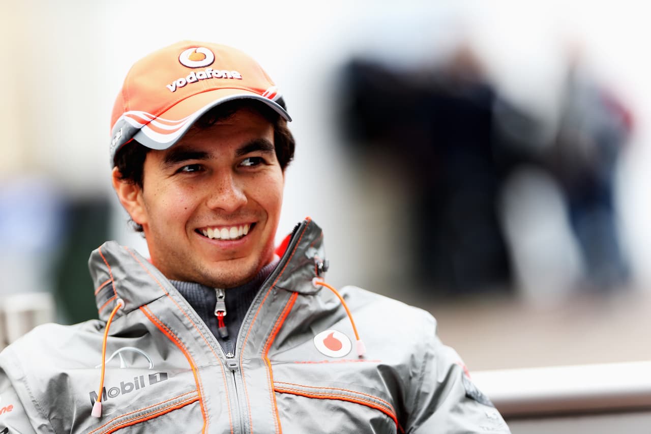 AUSTIN, TX - NOVEMBER 14: Sergio Perez of Mexico and McLaren talks to the media during previews to the United States Formula One Grand Prix at Circuit of The Americas on November 14, 2013 in Austin, United States. (Photo by Mark Thompson/Getty Images)