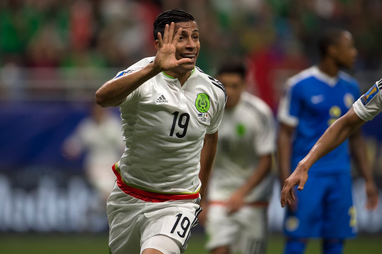 Action photo during the Mexico vs Curacao, Corresponding grop -C- of the 2017 CONCACAF Gold Cup, at Alamodome Stadium, San Antonio, Texas. Foto de accion durante el partido Mexico vs Curazao, Correspondiente al Grupo -C- de la Copa Oro de la CONCACAF 2017, en el Estadio Alamodome, San Antonio, Texas, en al foto: Gol Angel Sepulveda Mexico 16/07/2017/MEXSPORT/Osvaldo Aguilar