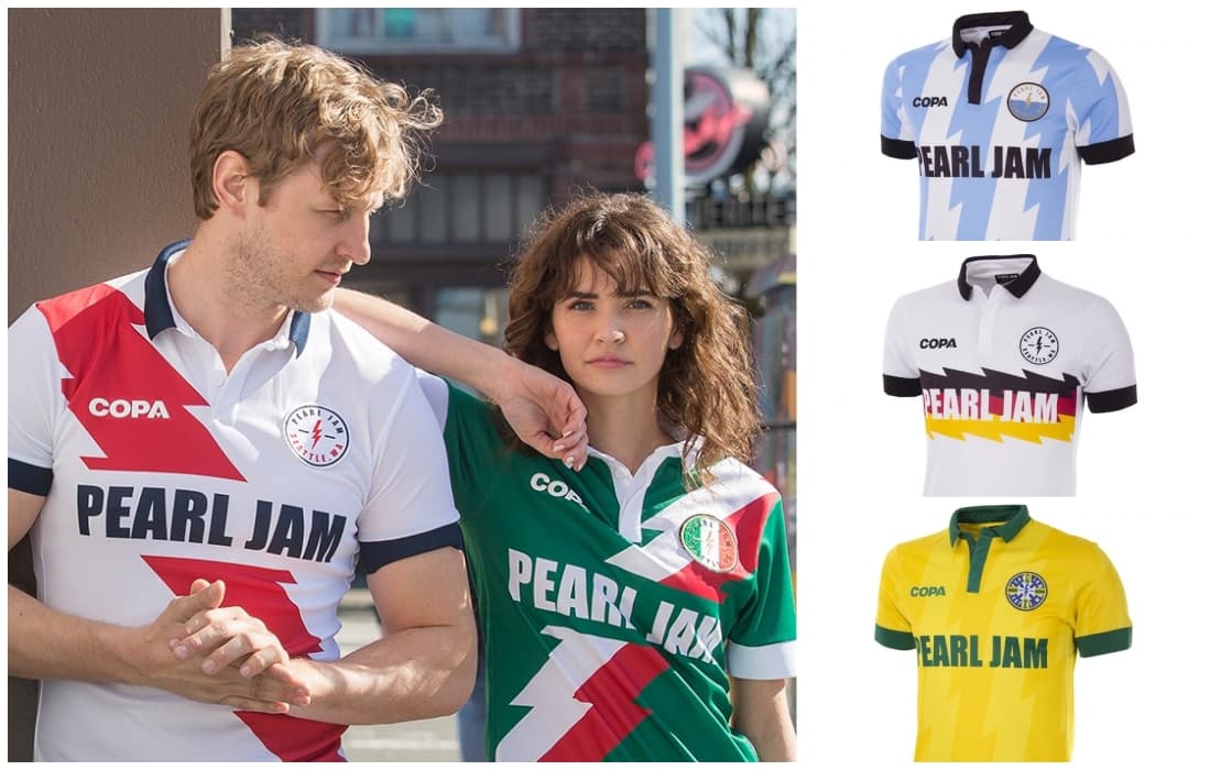 La popular banda de rock Pearl Jam anució este miércoles su nueva línea de playeras futboleras con algunos países que harán parte de la Copa del Mundo de Rusia 2018. España, Argentina, Brasil, México, Inglaterra, entre otros, hacen parte de esta hermosa colección.