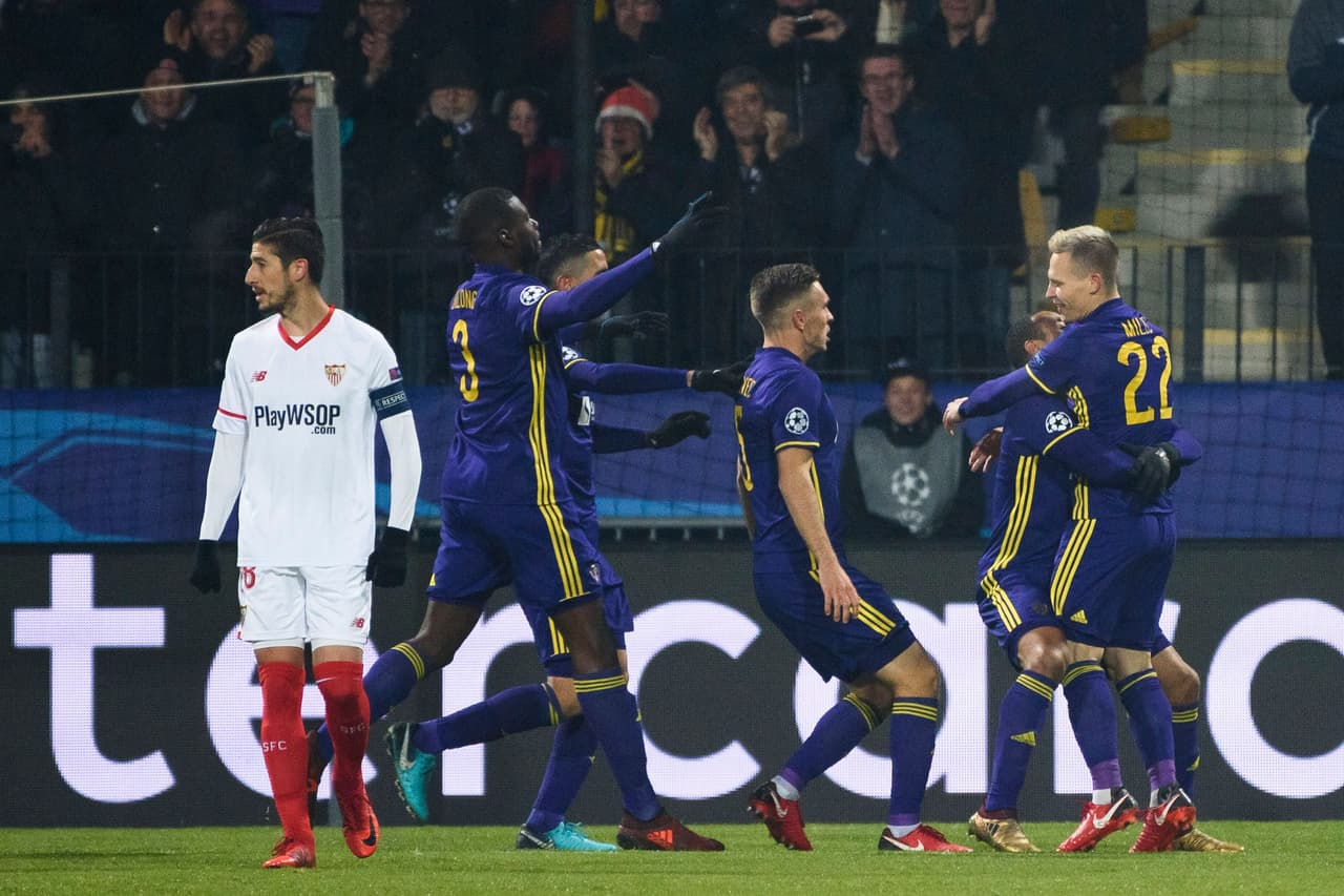 Maribor comenzó arriba en el marcador contra Sevilla, que solo clasificaba a octavos de final gracias a Liverpool y no por sus propios méritos.